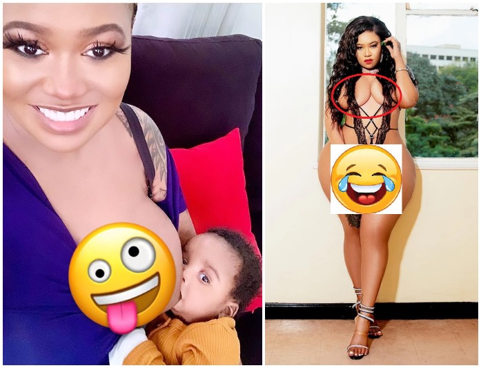 Mtoto Atapata Cancer! Concern As Vera Breastfeeds Baby With Her Boobs Which Have Silicone Implants