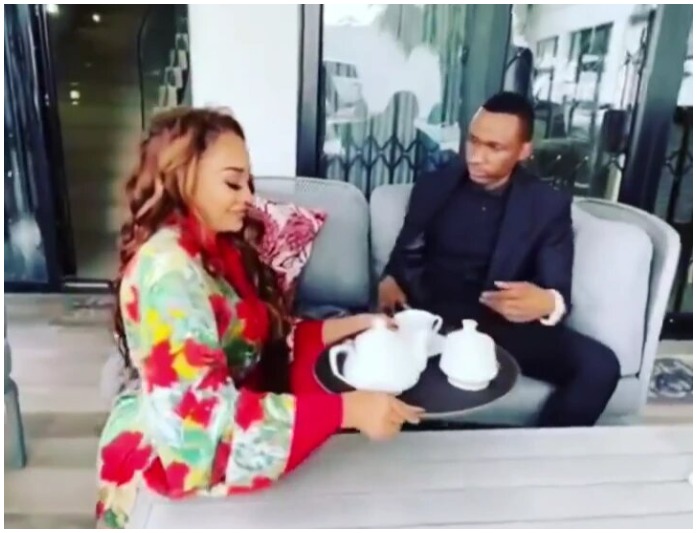 41-Year-Old Zari Hassan Serves Her Younger Lover GK Choppa While Kneeling Before Him (Photos)