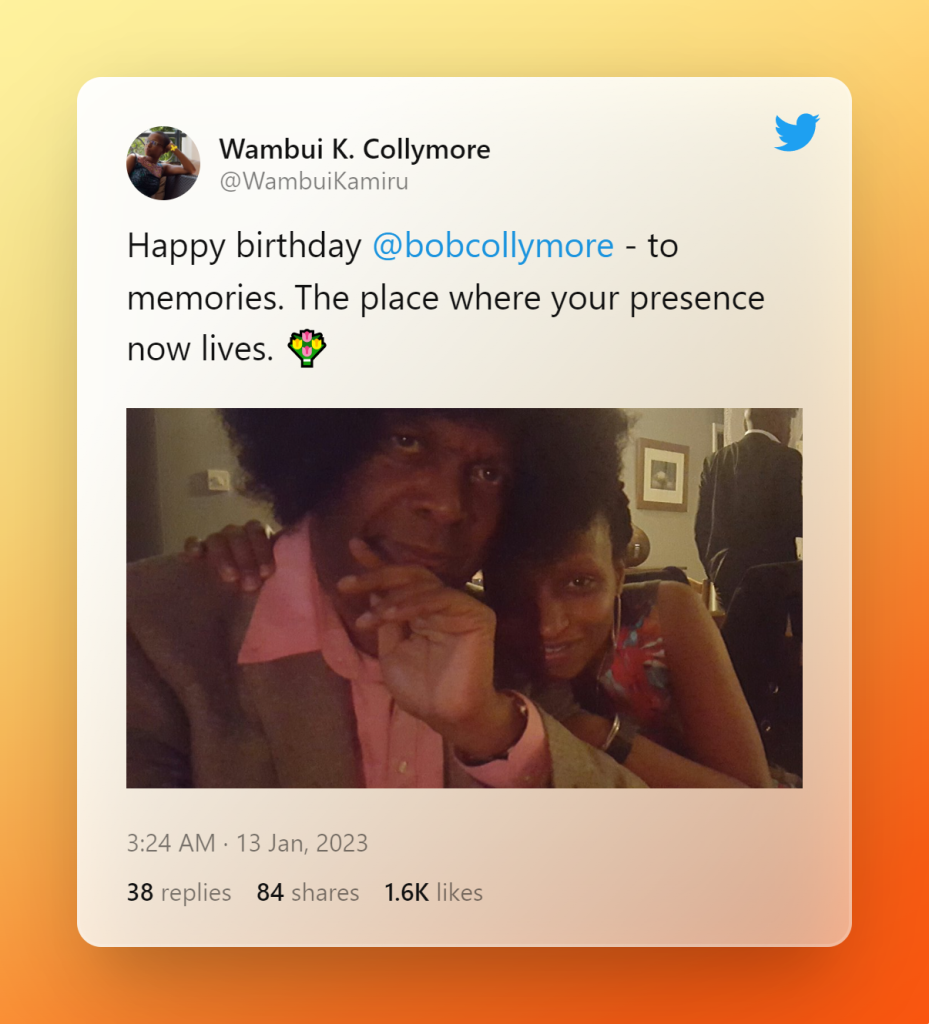 Wambui Collymore S Sweet Birthday Message To Her Late Husband Bob Collymore Kenyareports