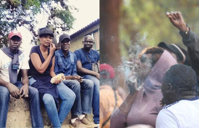Karen Nyamu Seen Chewing Miraa Like A Goat At Veve Base After Smoking Bhang In Ziwani (Photos) 