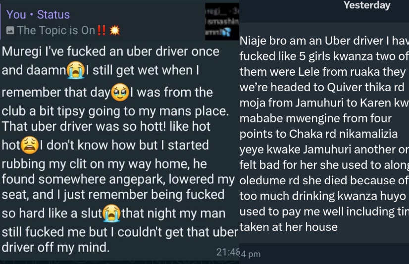 16 Shocking Confessions By Uber Drivers, Female Clients Highlighting How Quickie Sex Thrive In Nairobi