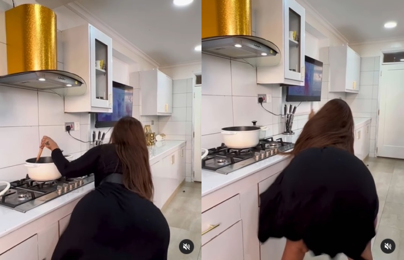 Vera Sidika Violently Shakes Her Fat Booty While Cooking In Her Kitchen  