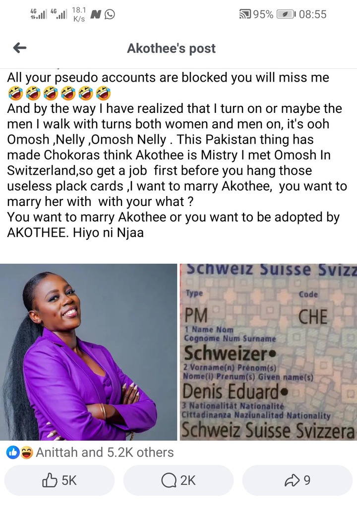 Akothee on Mr KK Mwenyewe