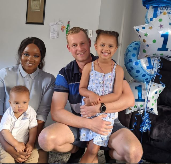 Stephanie Kiuna with her husband and children